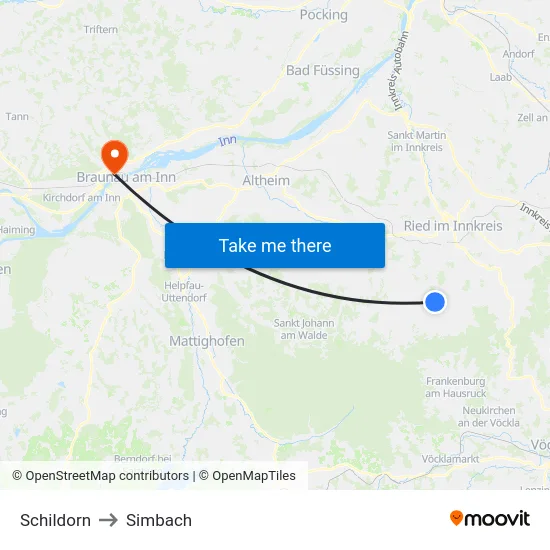 Schildorn to Simbach map