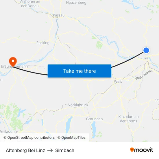 Altenberg Bei Linz to Simbach map