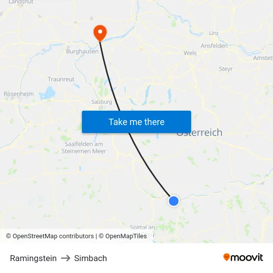 Ramingstein to Simbach map