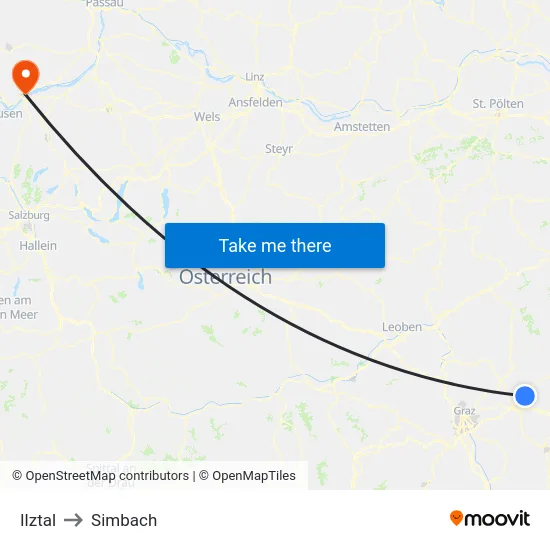 Ilztal to Simbach map