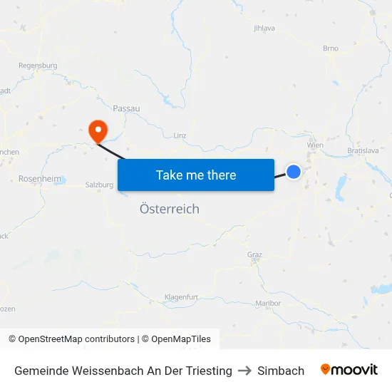Gemeinde Weissenbach An Der Triesting to Simbach map