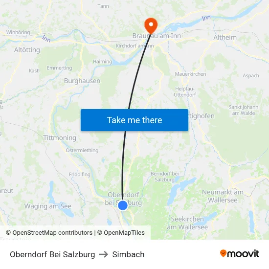 Oberndorf Bei Salzburg to Simbach map