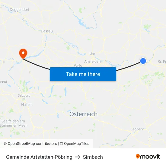 Gemeinde Artstetten-Pöbring to Simbach map