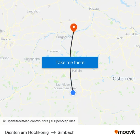 Dienten am Hochkönig to Simbach map