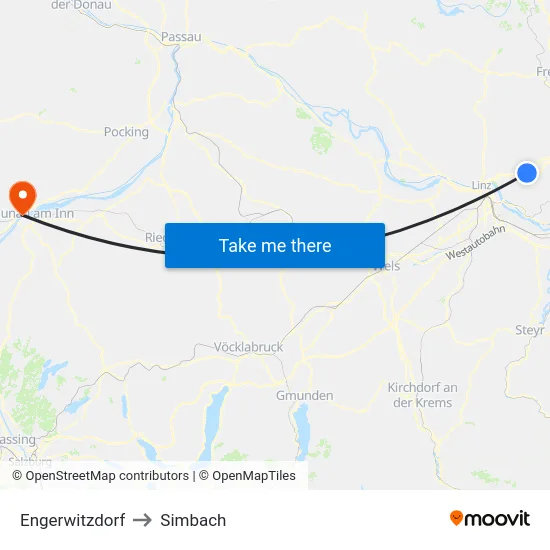 Engerwitzdorf to Simbach map