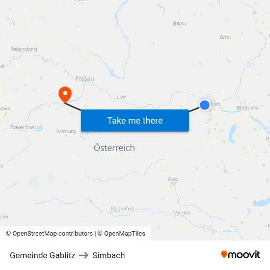 Gemeinde Gablitz to Simbach map