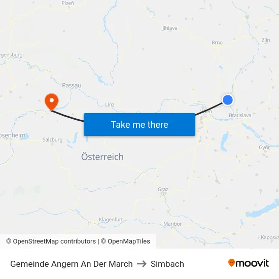 Gemeinde Angern An Der March to Simbach map