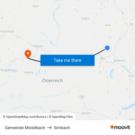 Gemeinde Mistelbach to Simbach map