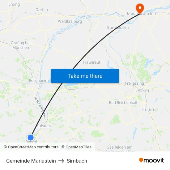 Gemeinde Mariastein to Simbach map