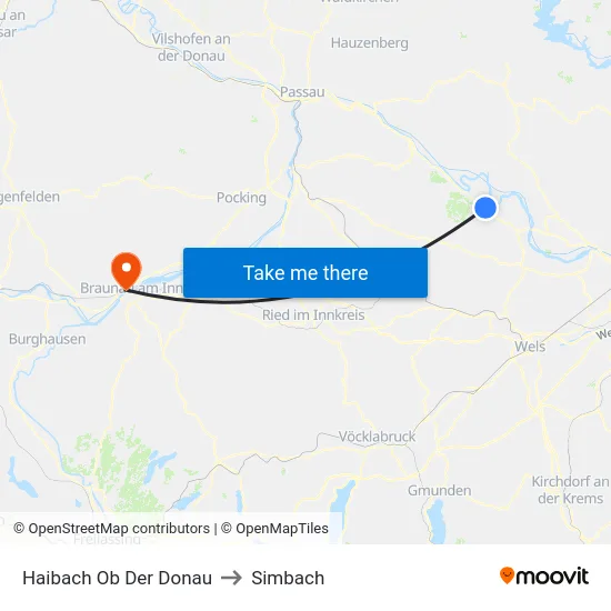 Haibach Ob Der Donau to Simbach map