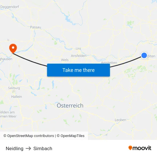 Neidling to Simbach map