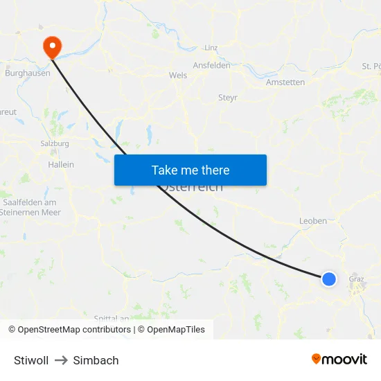 Stiwoll to Simbach map