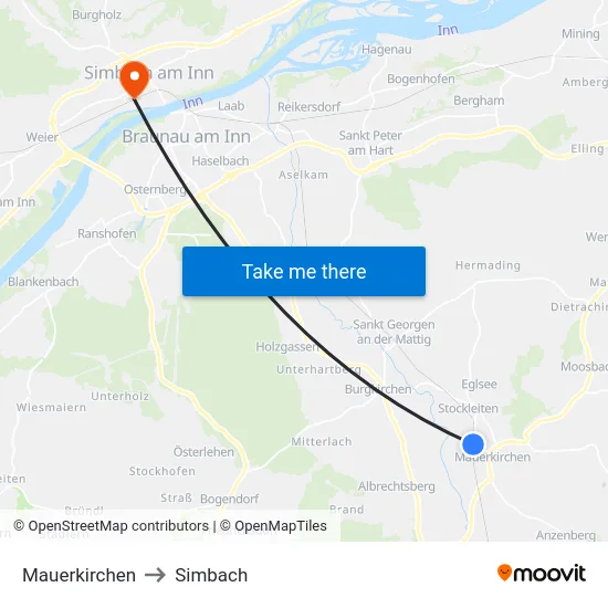 Mauerkirchen to Simbach map