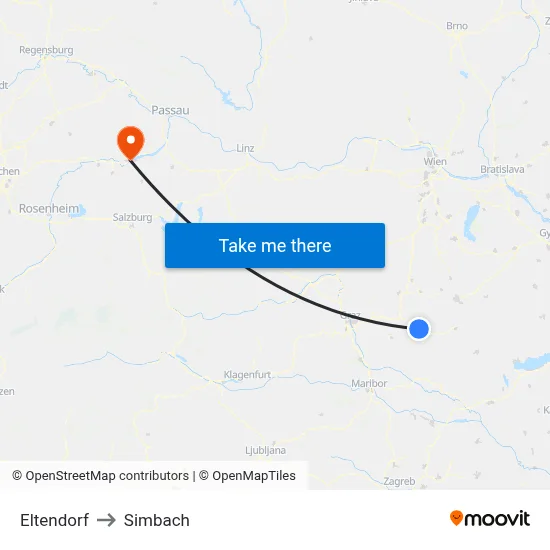 Eltendorf to Simbach map