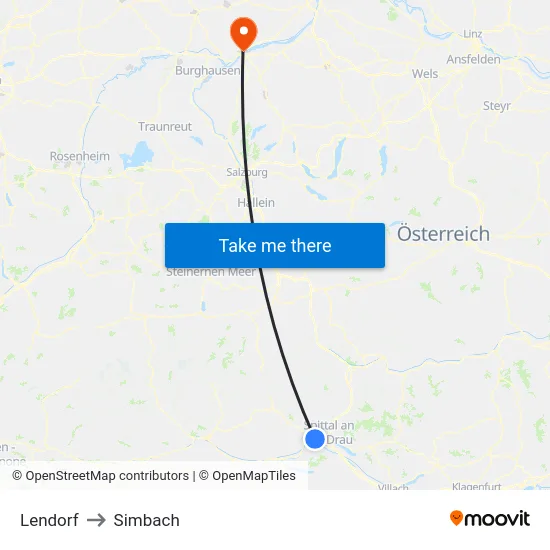 Lendorf to Simbach map