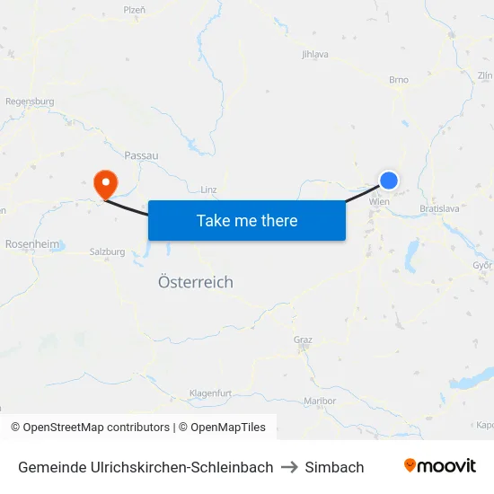 Gemeinde Ulrichskirchen-Schleinbach to Simbach map