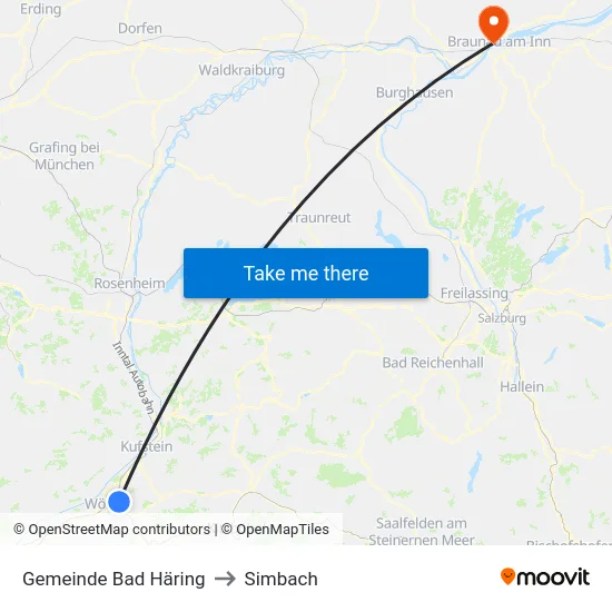 Gemeinde Bad Häring to Simbach map