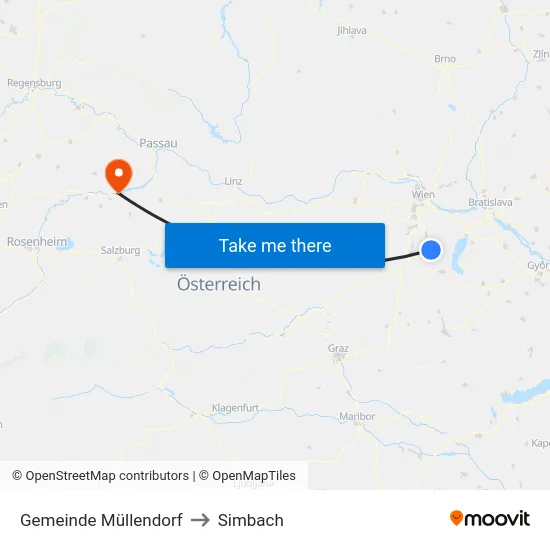 Gemeinde Müllendorf to Simbach map