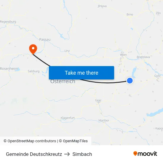 Gemeinde Deutschkreutz to Simbach map
