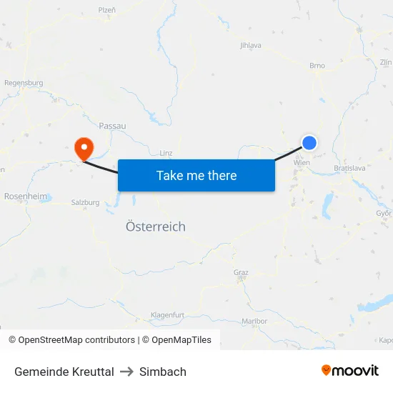 Gemeinde Kreuttal to Simbach map