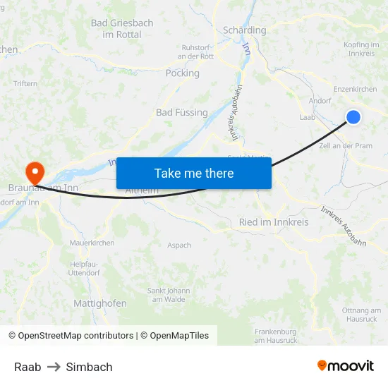 Raab to Simbach map