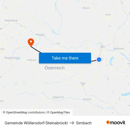 Gemeinde Wöllersdorf-Steinabrückl to Simbach map