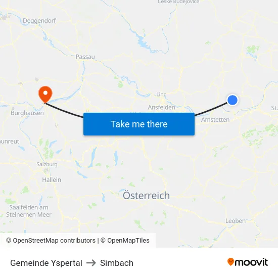 Gemeinde Yspertal to Simbach map