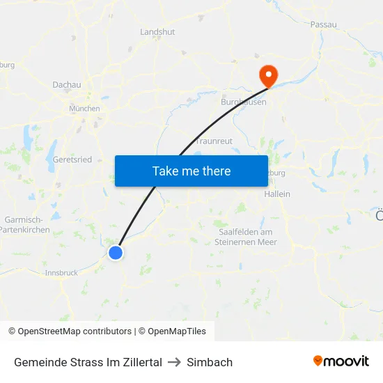 Gemeinde Strass Im Zillertal to Simbach map