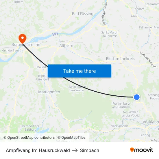 Ampflwang Im Hausruckwald to Simbach map