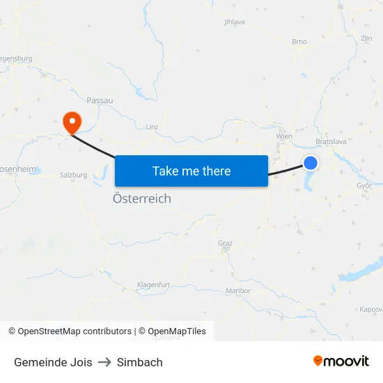 Gemeinde Jois to Simbach map