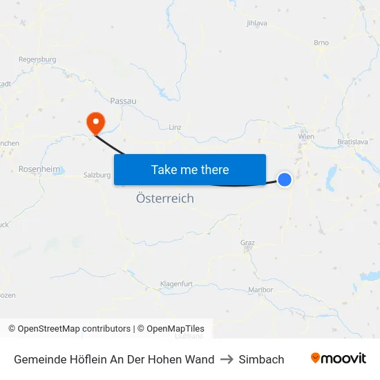 Gemeinde Höflein An Der Hohen Wand to Simbach map