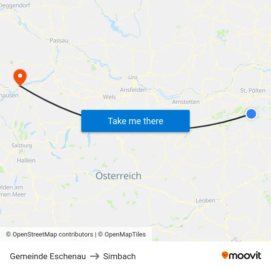 Gemeinde Eschenau to Simbach map