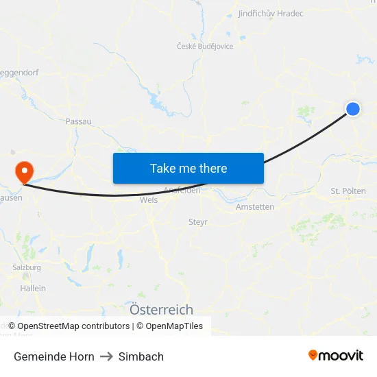 Gemeinde Horn to Simbach map