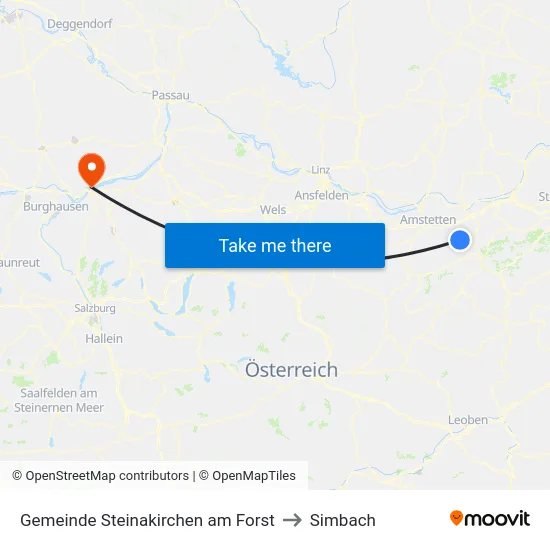 Gemeinde Steinakirchen am Forst to Simbach map