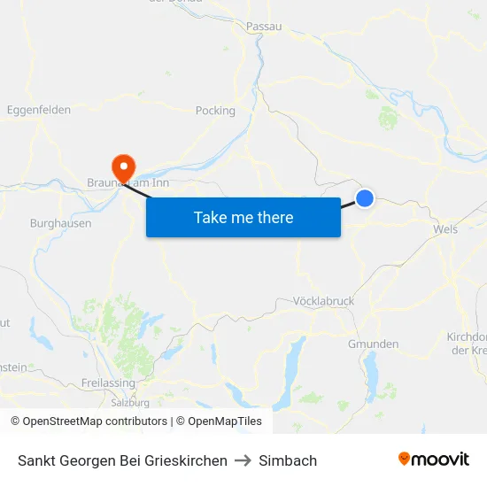 Sankt Georgen Bei Grieskirchen to Simbach map