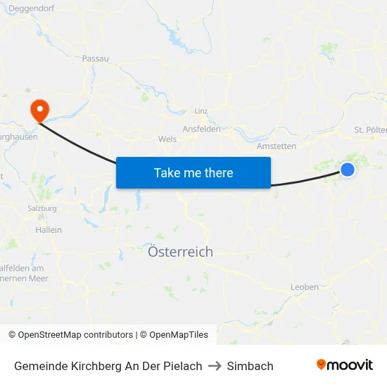 Gemeinde Kirchberg An Der Pielach to Simbach map