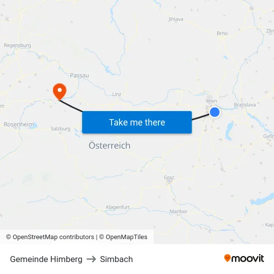 Gemeinde Himberg to Simbach map