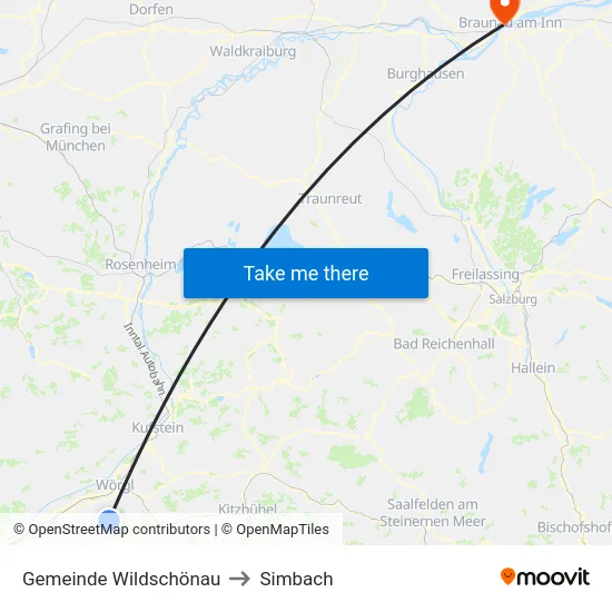 Gemeinde Wildschönau to Simbach map