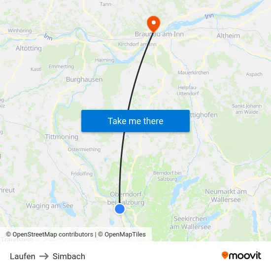 Laufen to Simbach map