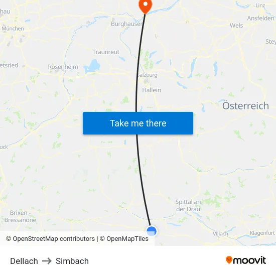 Dellach to Simbach map