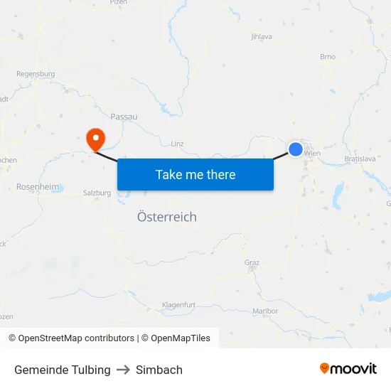 Gemeinde Tulbing to Simbach map