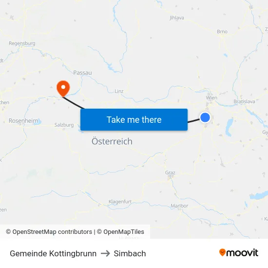 Gemeinde Kottingbrunn to Simbach map