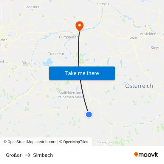Großarl to Simbach map