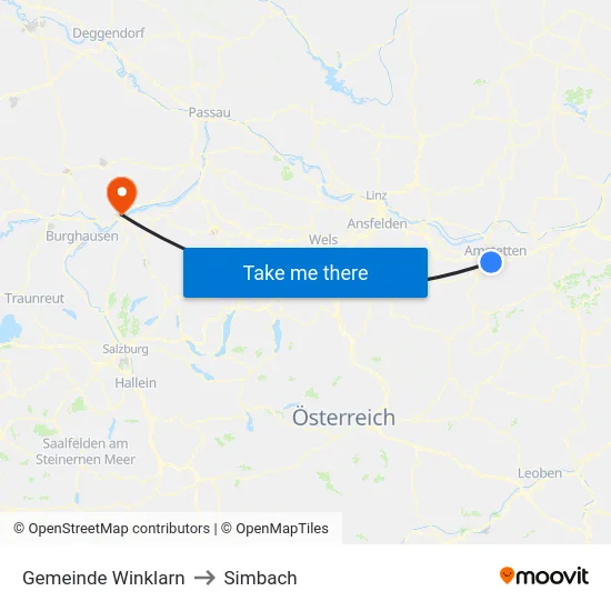 Gemeinde Winklarn to Simbach map