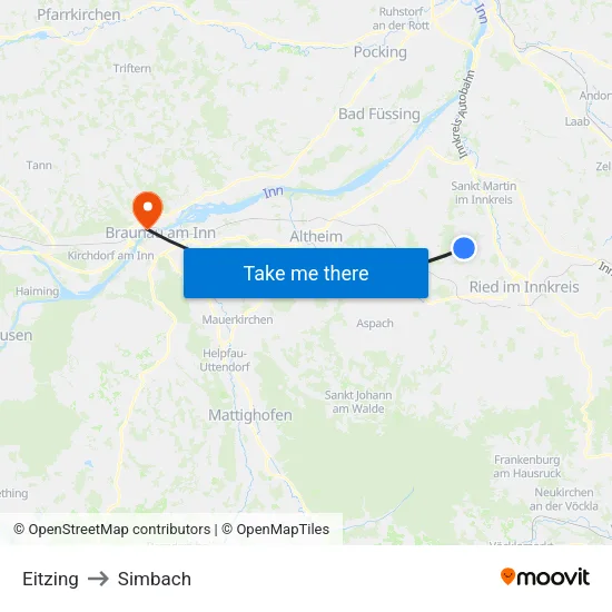 Eitzing to Simbach map