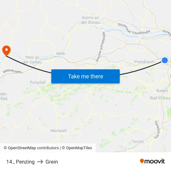 14., Penzing to Grein map