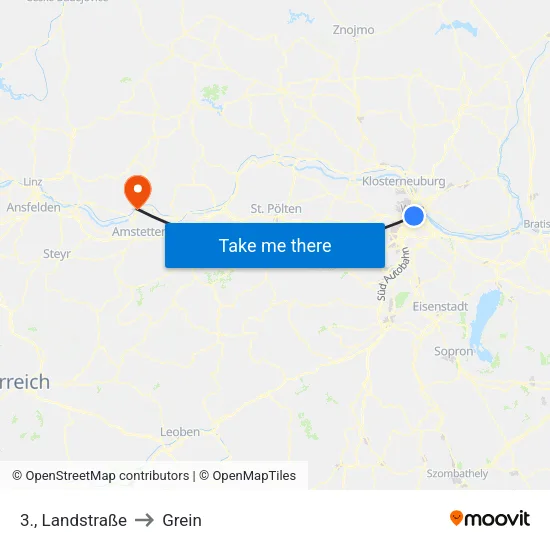 3., Landstraße to Grein map