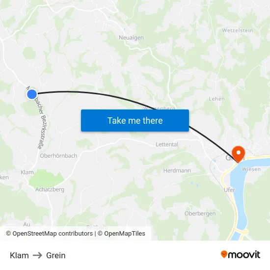 Klam to Grein map