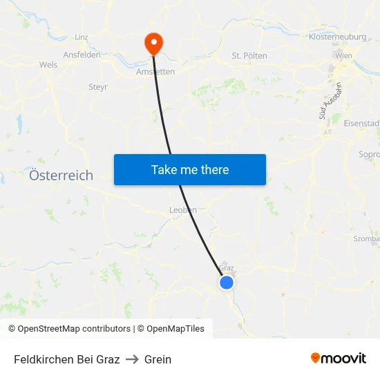 Feldkirchen Bei Graz to Grein map