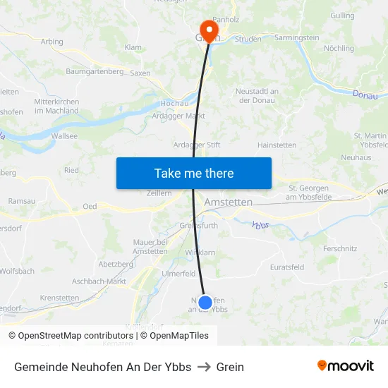 Gemeinde Neuhofen An Der Ybbs to Grein map